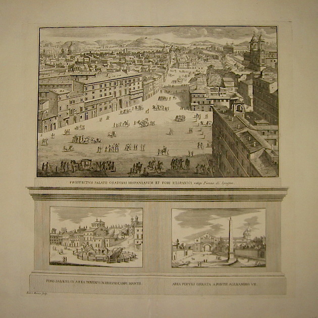 Halma Franciscus (1653-1722) Prospectus Palatii Oratoris Hispaniarum et Fori Hispanici vulgo Piazza di Spagna 1696 Leida